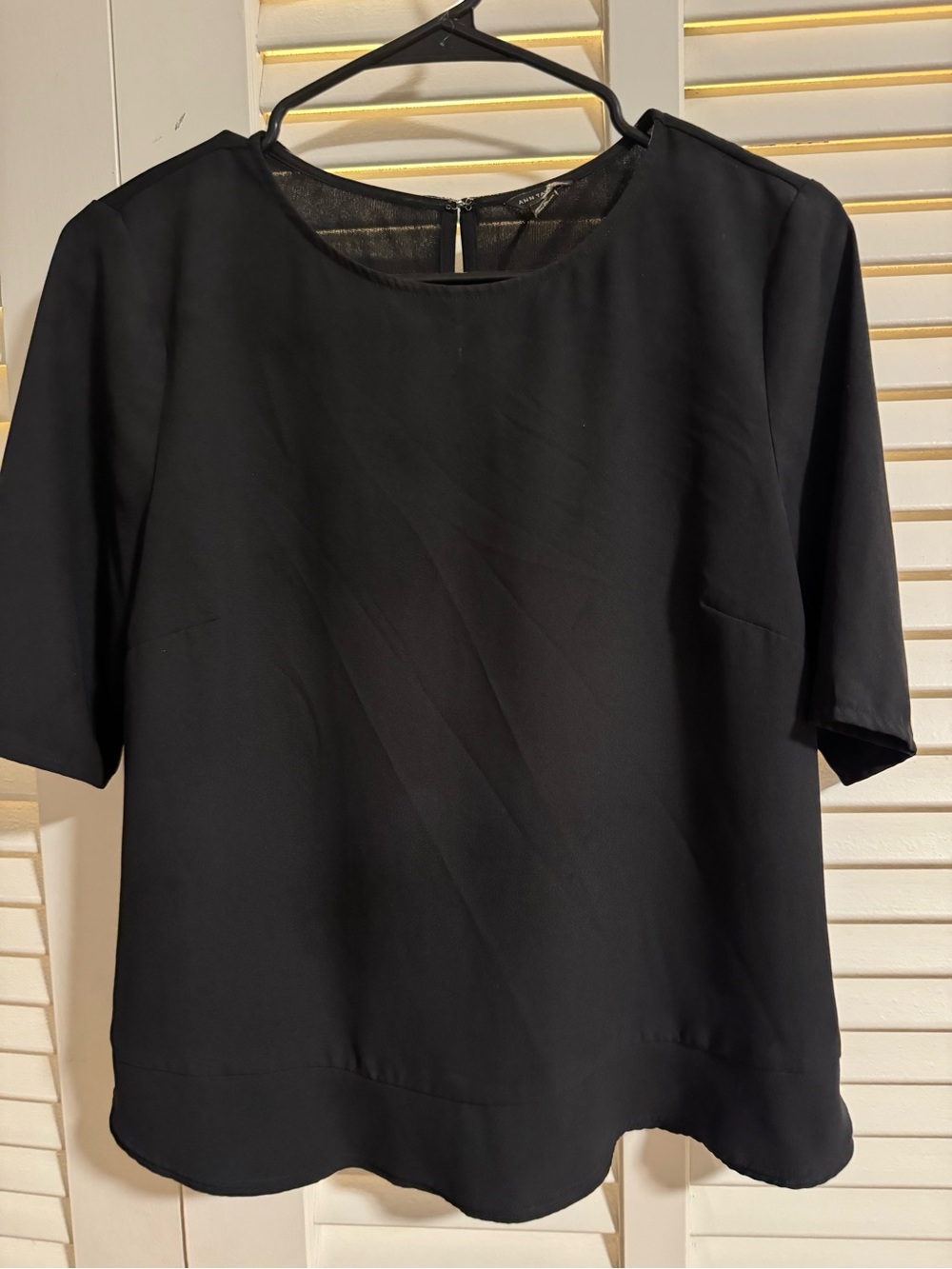 Ann Taylor Black Short-Sleeve Blouse
